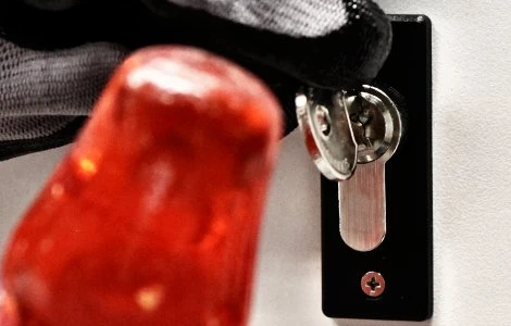 testing a key on a lock cylinder