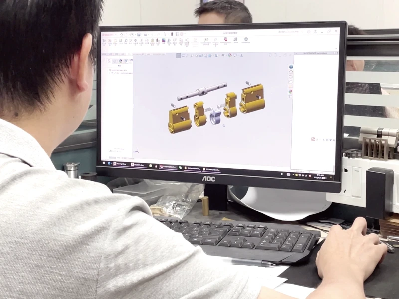 a custom lock cylinder being modeled using 3D modeling tools