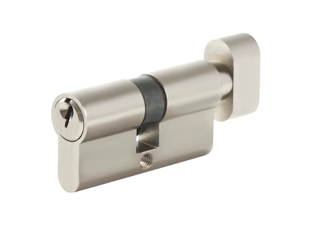 Thumb-turn euro profile cylinder with internal thumb turn and external key access