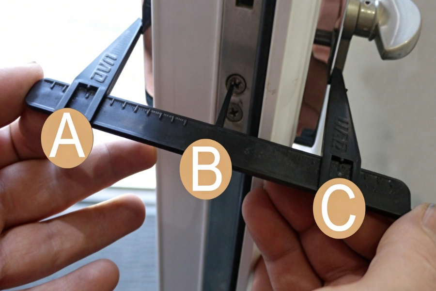 Measuring cylinder length without removing it from the door.