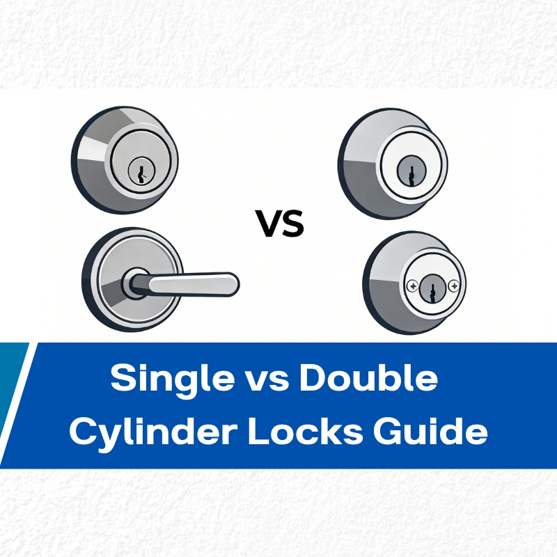 Single vs double cylinder locks comparison showing interior and exterior operation