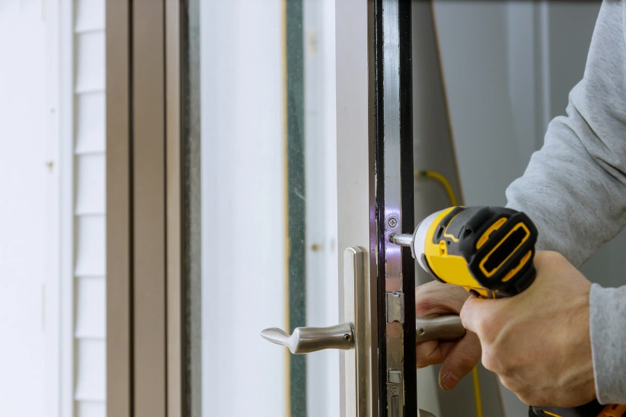 Different multi-point lock components including hook bolts, rollers, and deadbolts