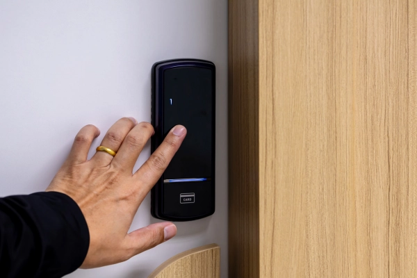 Diagram showing how keyless entry systems work with digital authentication methods like PIN codes, mobile apps, or biometrics.