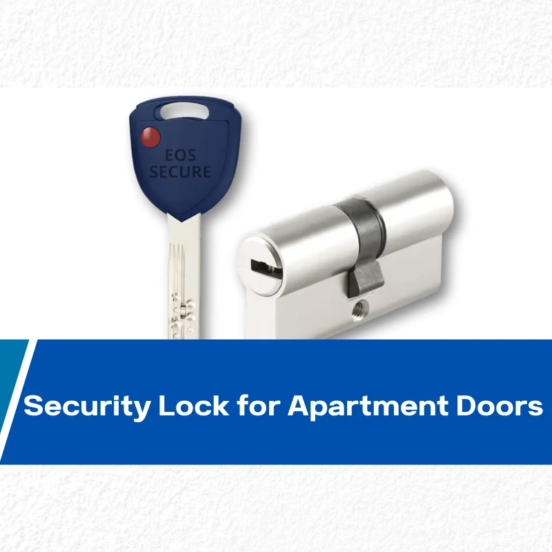 High-security lock cylinder installed on an apartment front door