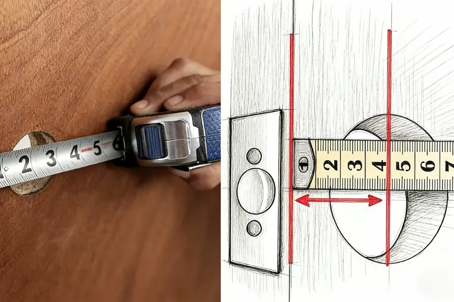 How to measure door lock backset using a tape measure