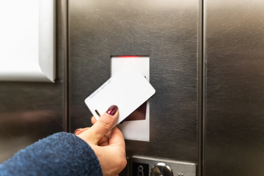 commercial door position sensor installed on office access control system