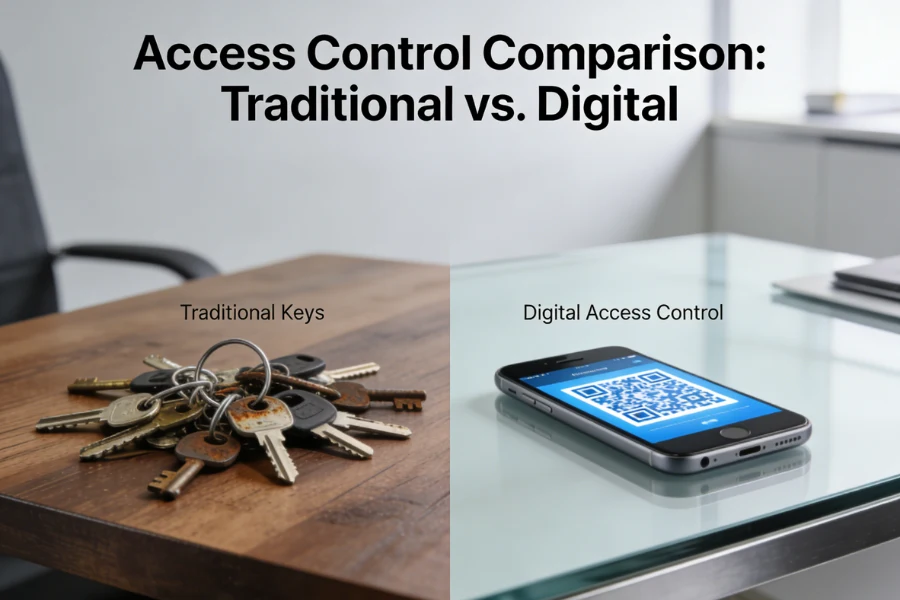 traditional keys vs QR code access control in business security