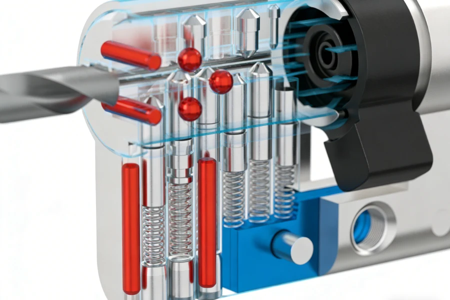 cylinder plug structure and key mechanism for commercial door lock security