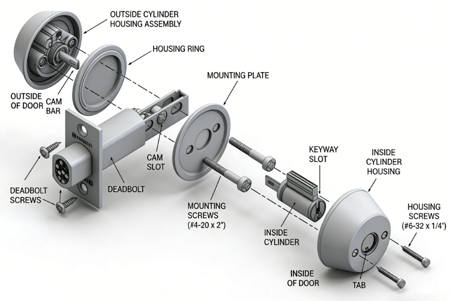 how lock cylinder works in door lock system