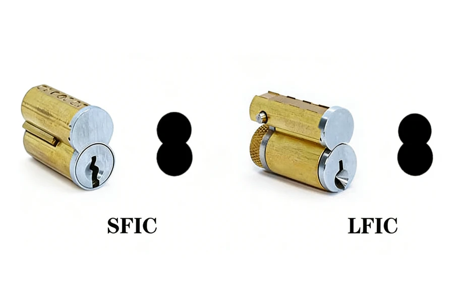 Comparison between LFIC and SFIC interchangeable lock cores for commercial doors