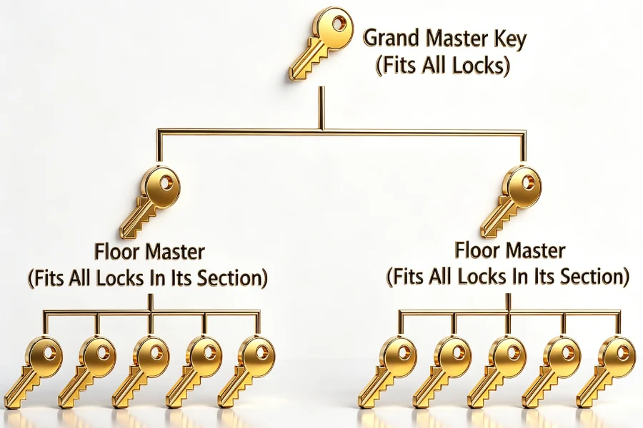 how a grand master key system works with lock cylinder and multiple shear lines