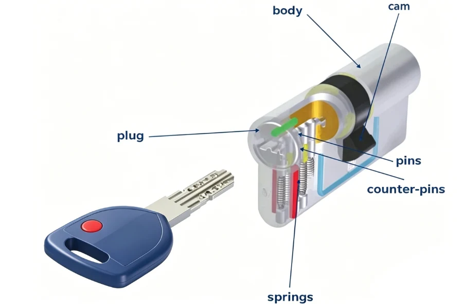 aluminum door lock cylinder for commercial security system