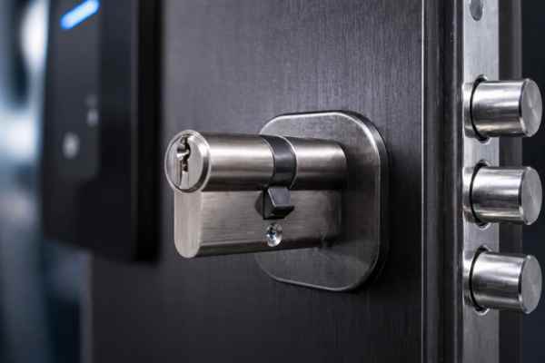 high security lock cylinder integrated in modern access control system for commercial building door