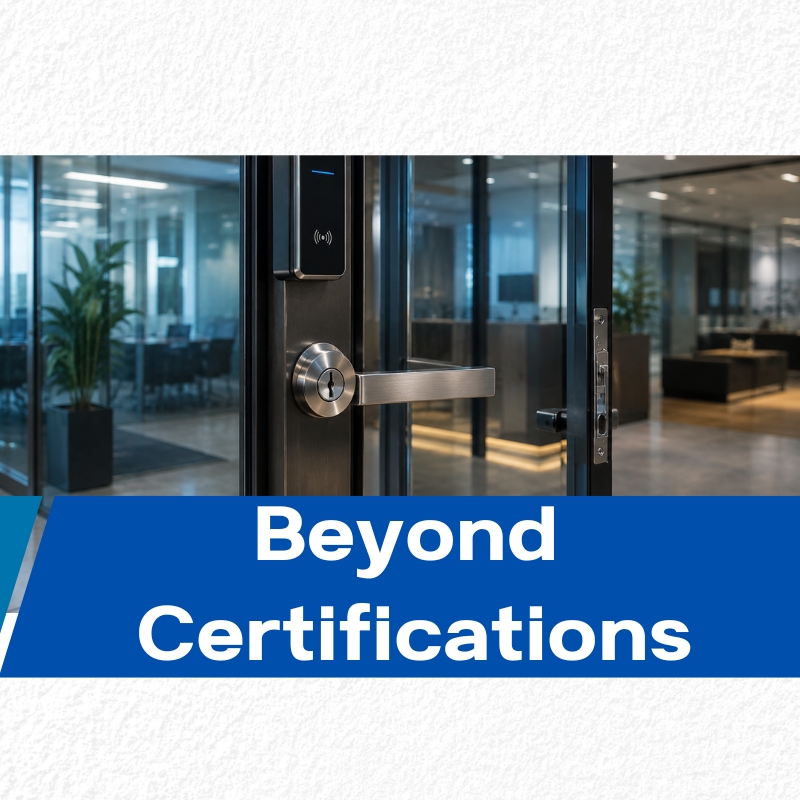 high-security lock cylinder integrated with commercial access control system in modern office building