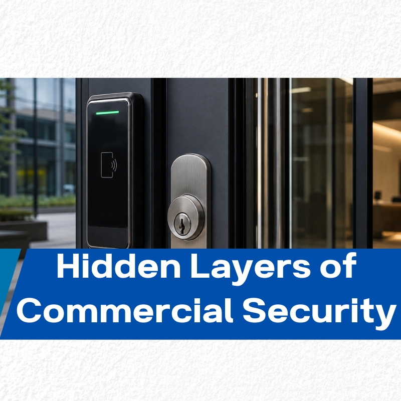commercial electronic lock system with reinforced mechanical security layer in office entrance