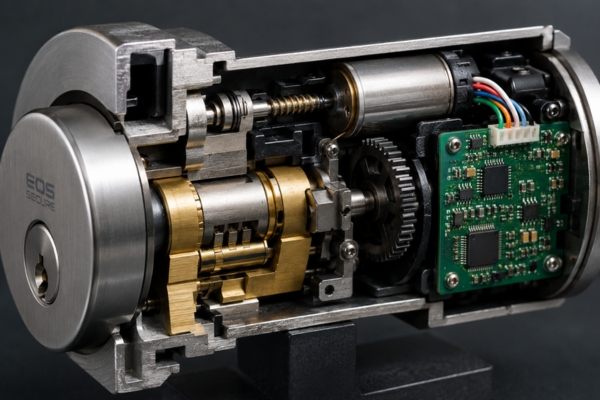 commercial electronic lock internal actuator and mechanical lock cylinder security architecture