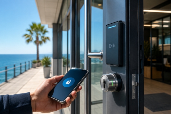 coastal commercial access control system with keyless entry and remote management