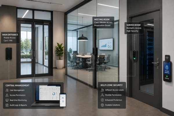 layered office access control system for different business areas